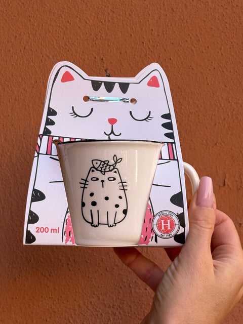 Tazza in Ceramica Family Cat con gattino con pesciolino in testa 220 ml Himalaya