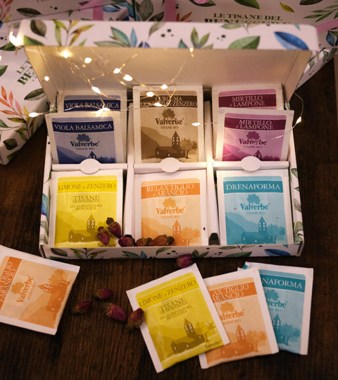 Cofanetto Regalo Tisane Valverbe 36 bustine assortite in 6 gusti differenti.