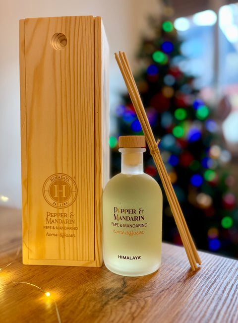 Diffusore PEPE & MANDARINO 250 ml  in box di legno- Himalaya