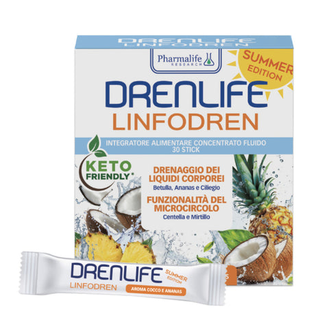 Drenlife LINFODREN  Summer Edition Stick - aroma Cocco e Ananas- 30 stick - Pharmalife