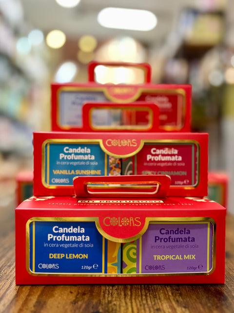 Cofanetto regalo con 2 Candele Vegetali di Soia 120gr - Colors Maioliche