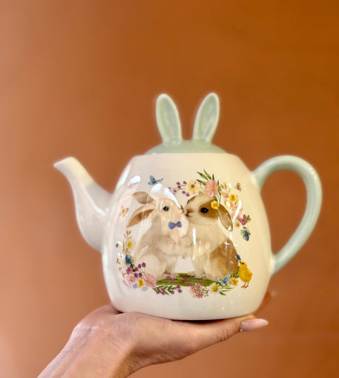 Teiera pasquale in ceramica con coperchio con orecchie 1 lt