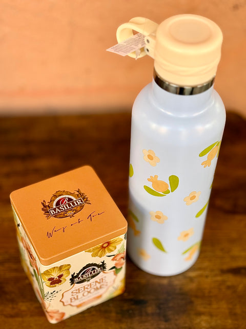 Kit  Borraccia Azzurra Thun con latta "Petal Harmony" Basilur