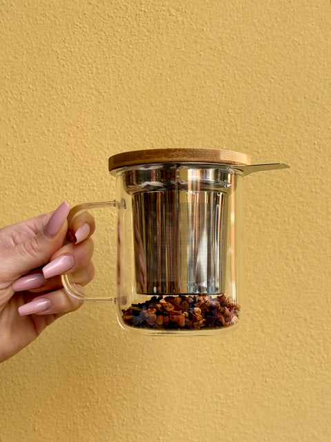 Infusiera TEA in vetro, acciaio e bambù 350 ml- Himalaya