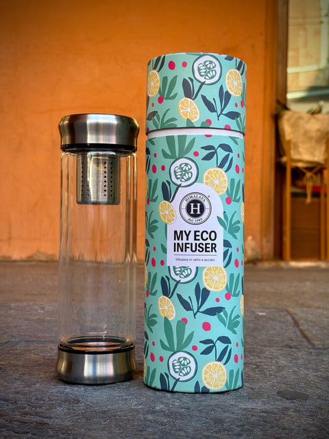 Bamboo Eco Infuser - Thermos Infusiera in vetro e acciaio 380 ml