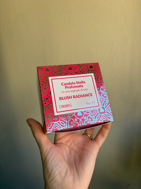 Candela a Stella Blush Radiance - Rossa e Argento - Colors Maioliche