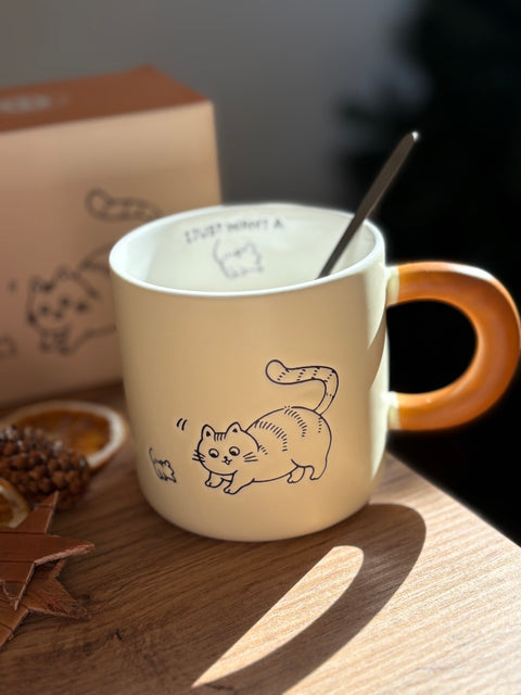 Tazza Mug "I just want a...MOUSE!" con coperchio in ceramica e cucchiaino 380 ml Himalaya