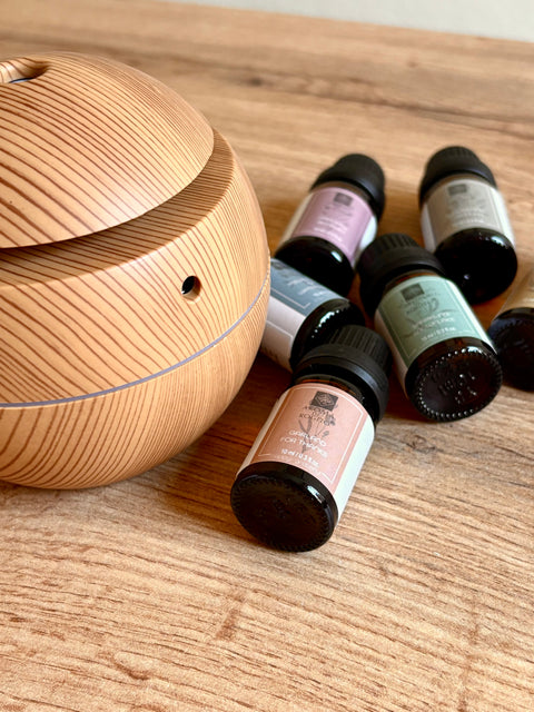 Diffusore a ultrasuoni effetto Legno Chiaro con 6 essenze profumate