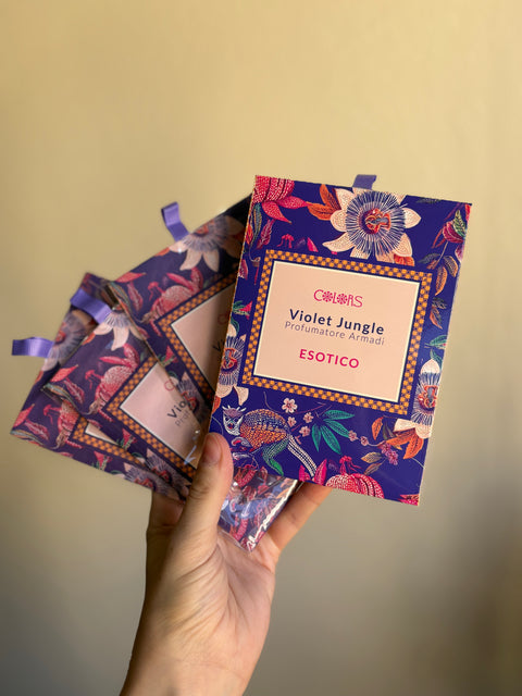 Profumatori Armadio - Confezione con 3 sacchetti profumati Violet Jungle - ESOTICO - Colors