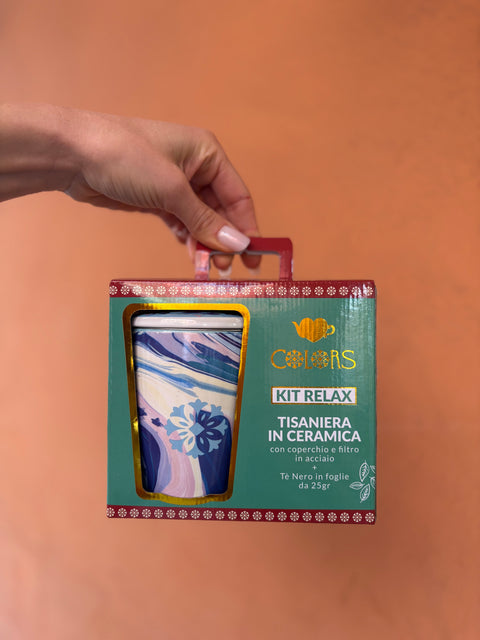 Cofanetto Regalo con Tisaniera NAUTILUS e tè nero - Colors - Maioliche