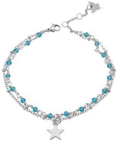 Cavigliera Crystal perline Acqua Marina pendente Stella Wonder Company