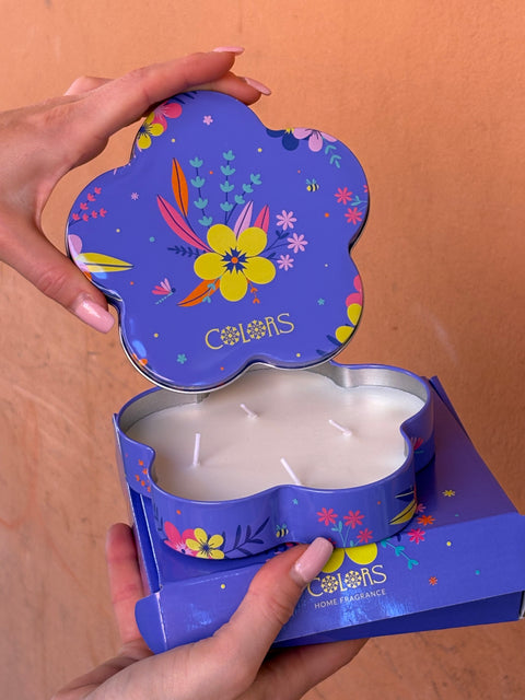 Candela Fiore ALBA LILLA alla Lavanda e Citronella 120 gr - COLORS Maioliche