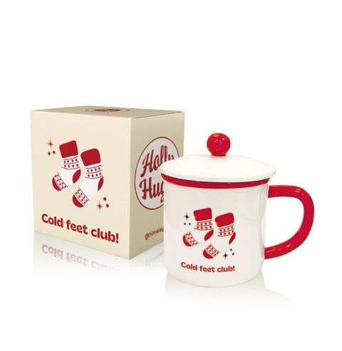 Tazza Mug Holly Hugs "Cold feet club!" con coperchio in ceramica 380 ml Himalaya