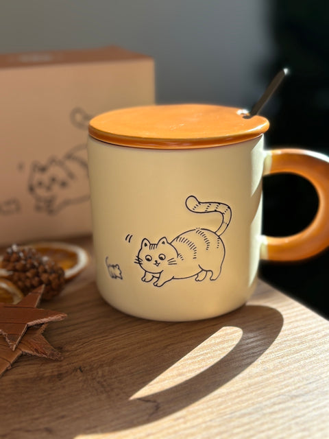 Tazza Mug "I just want a...MOUSE!" con coperchio in ceramica e cucchiaino 380 ml Himalaya