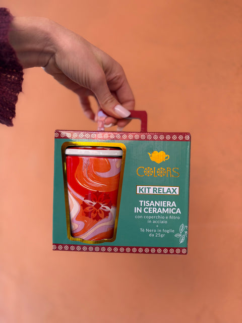 Cofanetto Regalo con Tisaniera ROXANNE e tè nero - Colors - Maioliche