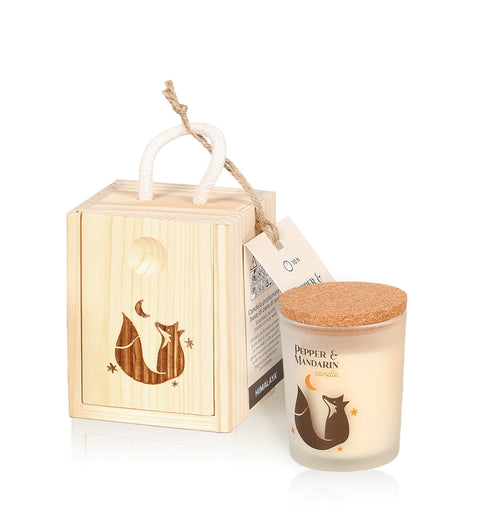 LITTLE BOX VOLPE (Pepe & Mandarino) - CANDELA BOX LEGNO 70 gr