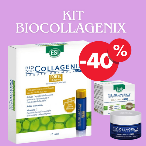 Kit Biocollagenix: 10 flaconcini Forte 10.000 mg + Crema viso Antietà PLUS 50 ml- Esi