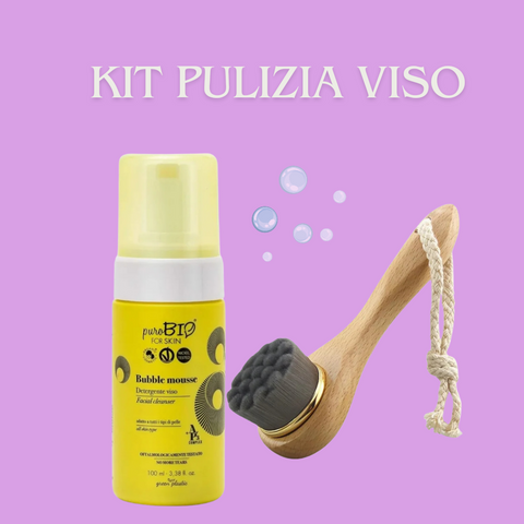 Kit Pulizia Viso Mousse + Spazzola in fibra di Carbone