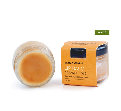 Lip Balm Caramel Gold in barattolo di vetro 25 ml - Almara Soap