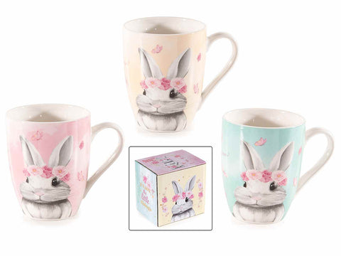 Tazza gialla in porcellana con disegno coniglietto 300 ml