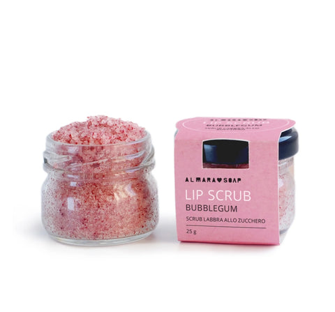 Lip Scrub BUBBLEGUM in barattolo di vetro 25 gr - Almara Soap