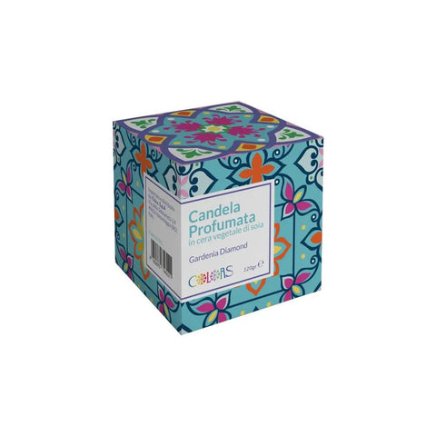 Candela Vegetale Gardenia Light Blue in cera di Soia con scatolina in latta 120 gr Maioliche