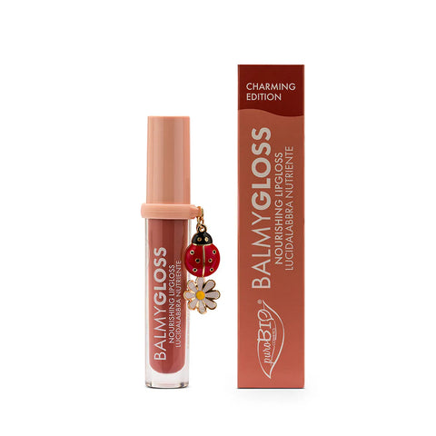 BalmyGloss 07 – Good Luck – Nude Rosato con charm coccinella + fiore 4,2 gr PuroBio