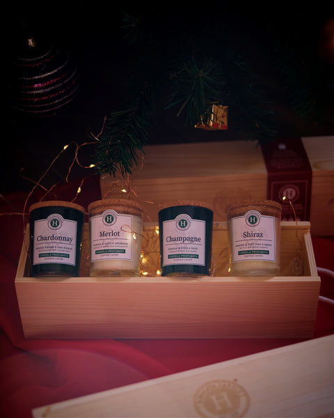 SELECTION VINO - Candele box legno (set di 4 candele)