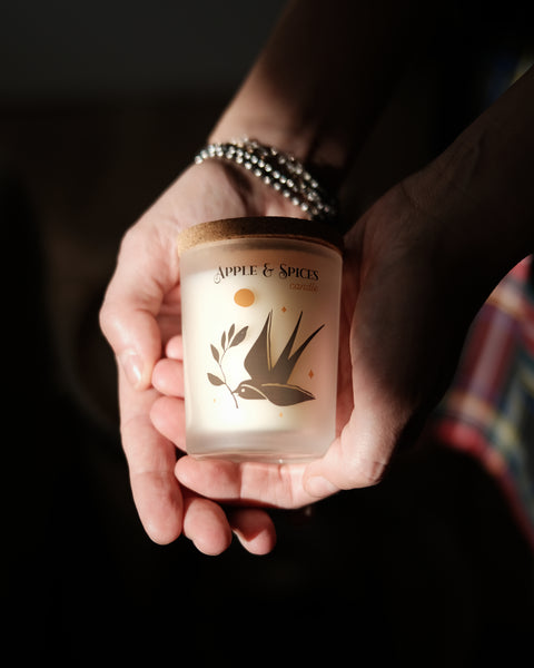 LITTLE BOX RONDINE (Mela & Spezie) - CANDELA BOX LEGNO 70 gr