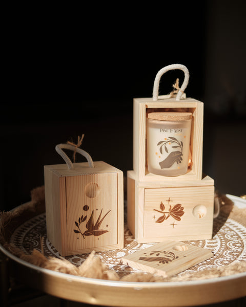 LITTLE BOX OLIVO (Pino & Menta) - CANDELA BOX LEGNO 70 gr