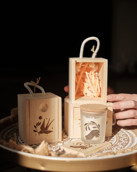 LITTLE BOX OLIVO (Pino & Menta) - CANDELA BOX LEGNO 70 gr