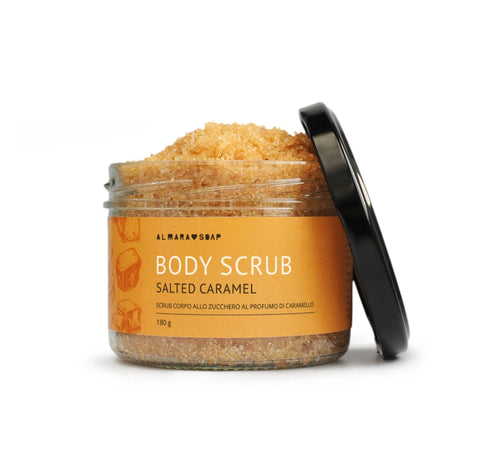 Scrub Corpo Caramello Salato in barattolo di vetro 180 gr – Almara Soap