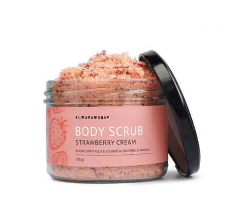 Scrub STRAWBERRY CREAM in barattolo di vetro 180 gr - Almara Soap